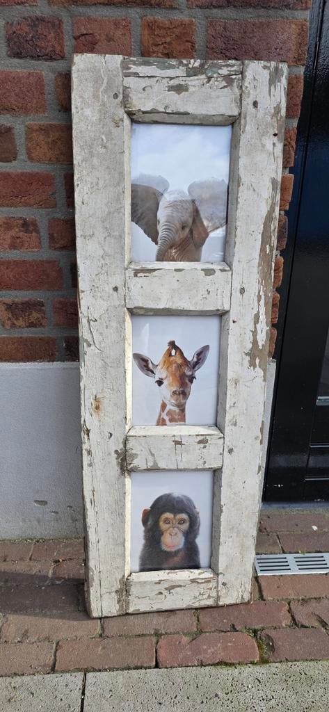 Fotolijst 3 Luik oud landelijk Robuust Hoffz Stijl, Huis en Inrichting, Woonaccessoires | Lijsten, Gebruikt, Minder dan 50 cm