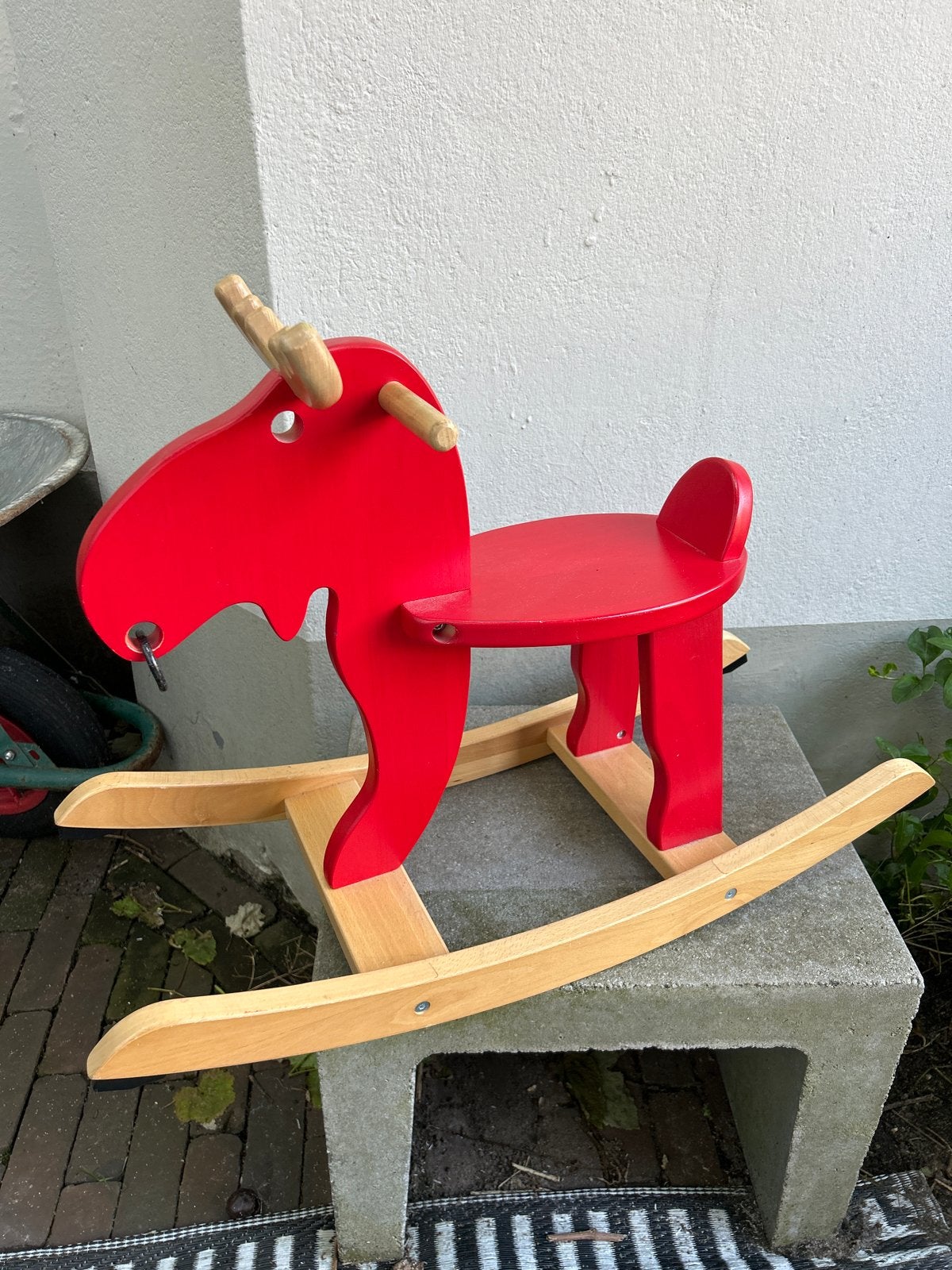 IKEA EKORRE Hobbelpaard - Rood/Rubberboomhout, Ophalen, Gebruikt