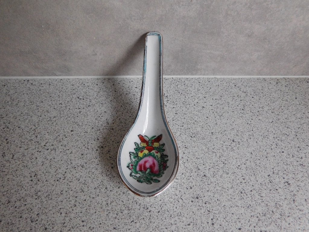 Rijstlepel Famille Rose Multicolour Wit, Ophalen of Verzenden