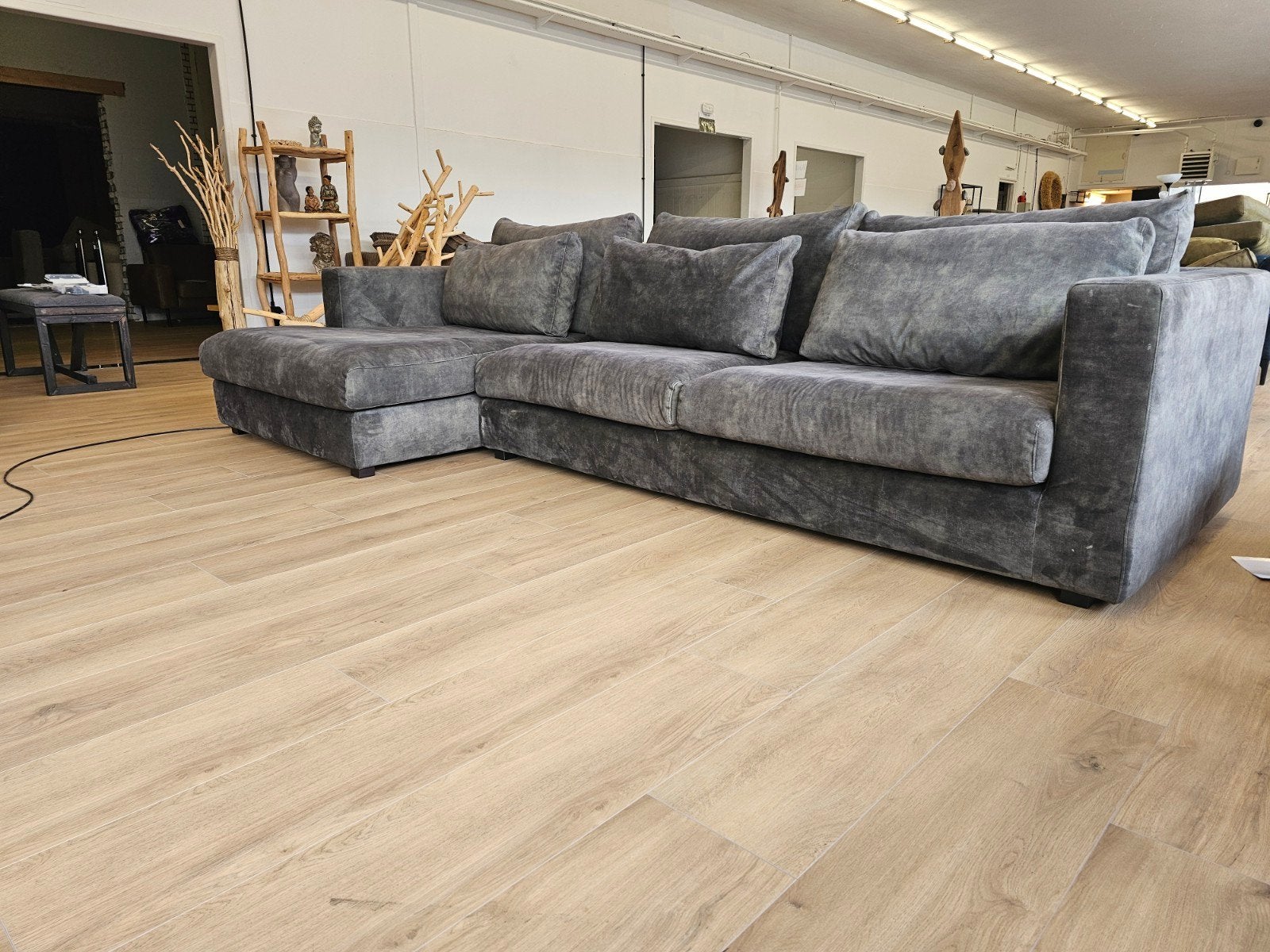 Groene Velvet hoekbank met ruime zitting, Ophalen, 125 cm of meer, 125 cm of meer, Home Friesland