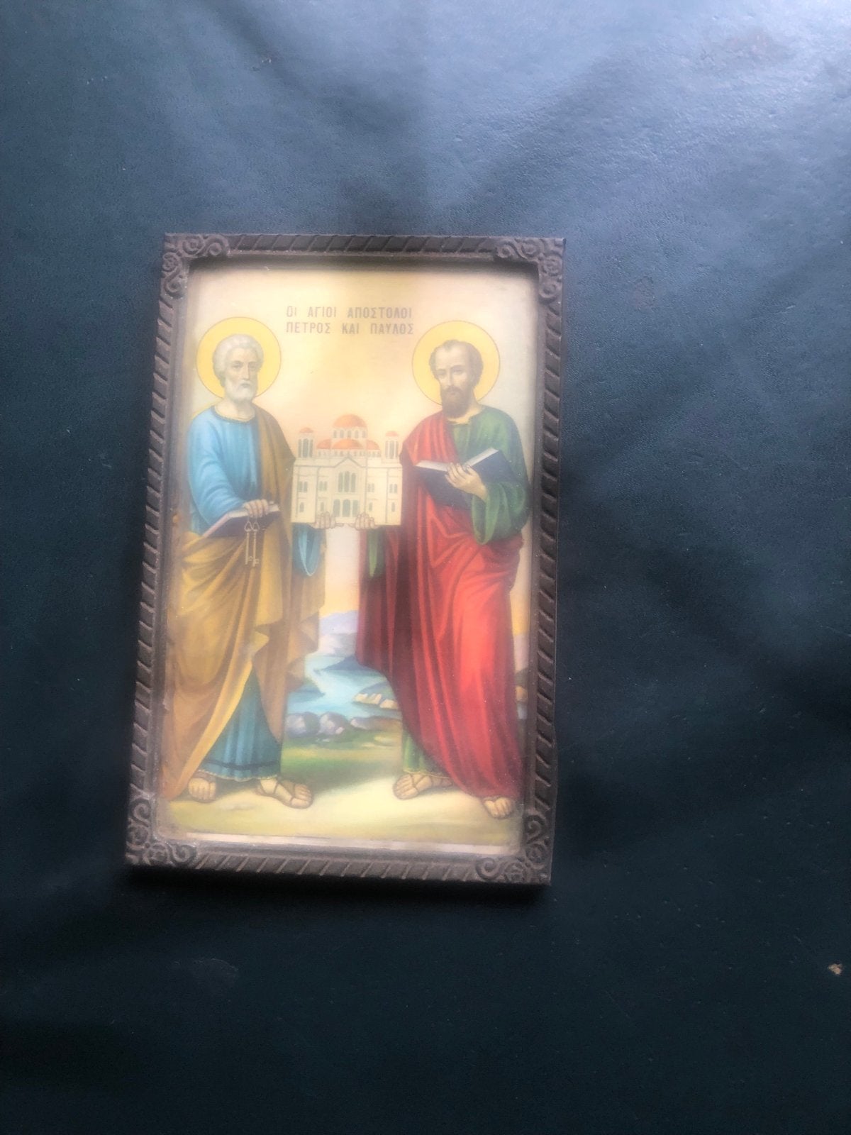 Griekse religieuze metalen bordjes - Iconen, Antiek en Kunst, Ophalen of Verzenden