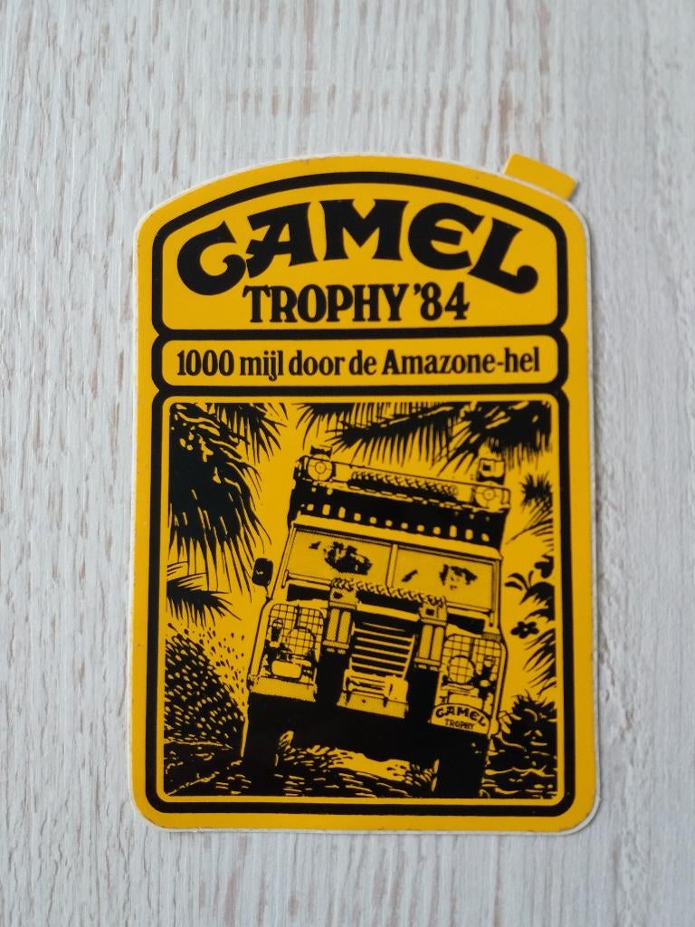 sticker CAMEL TROPHY '84 1000 mijl door de Amazone - hel, Ophalen of Verzenden, Zo goed als nieuw, Sport