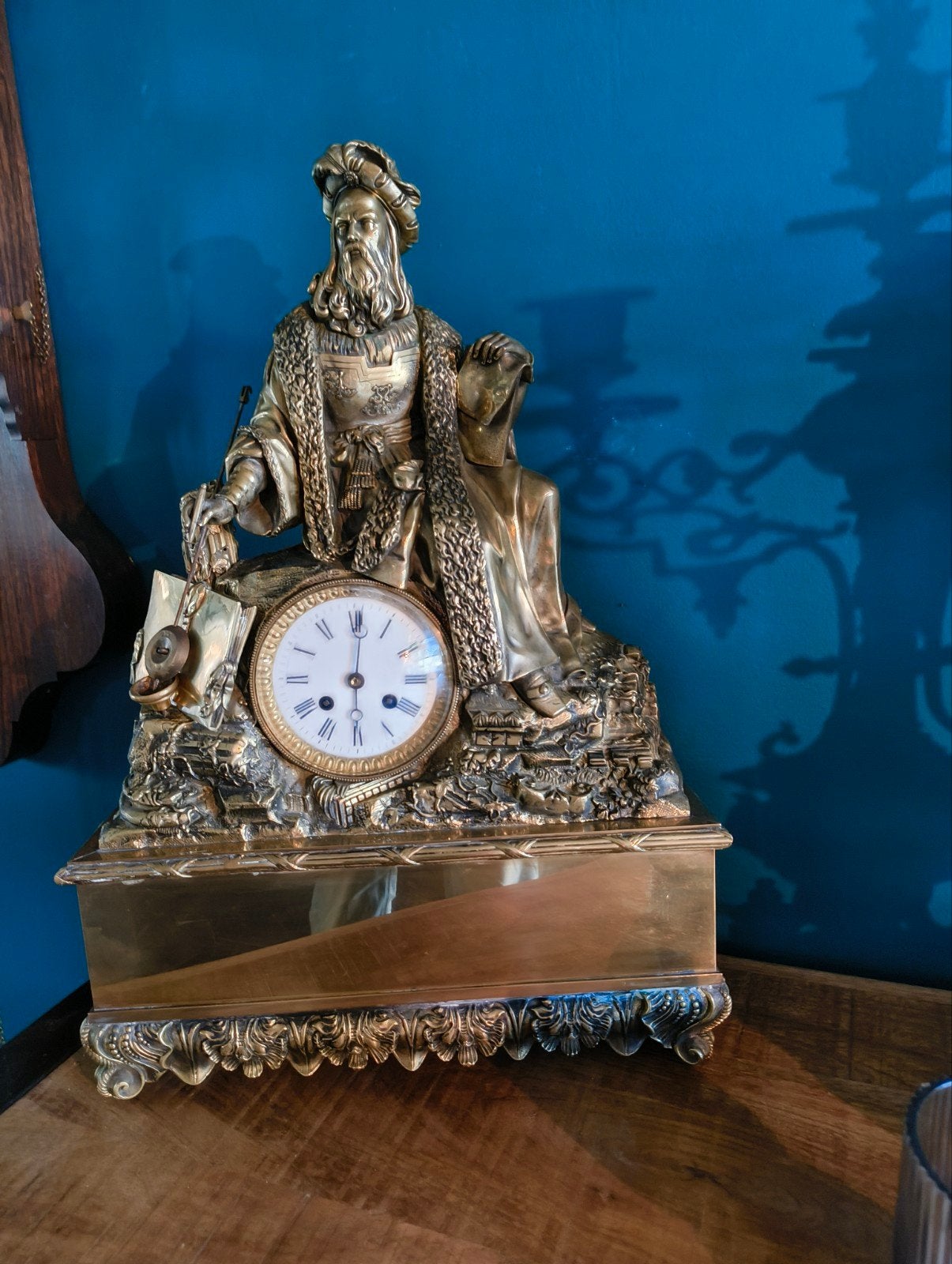 zeer mooie antieke bronze pendule 70cm, Ophalen