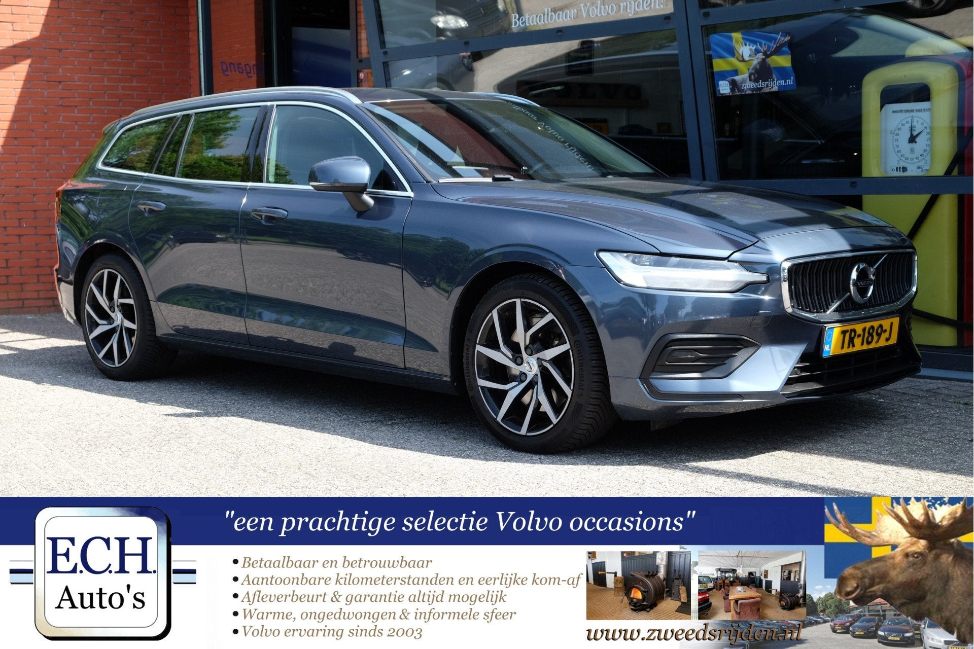 Volvo V60 2.0 T5 250 pk Aut. Momentum Apple CarPlay, Auto's, Volvo, 15 km/l, 4 cilinders, Blauw, Leder en Stof