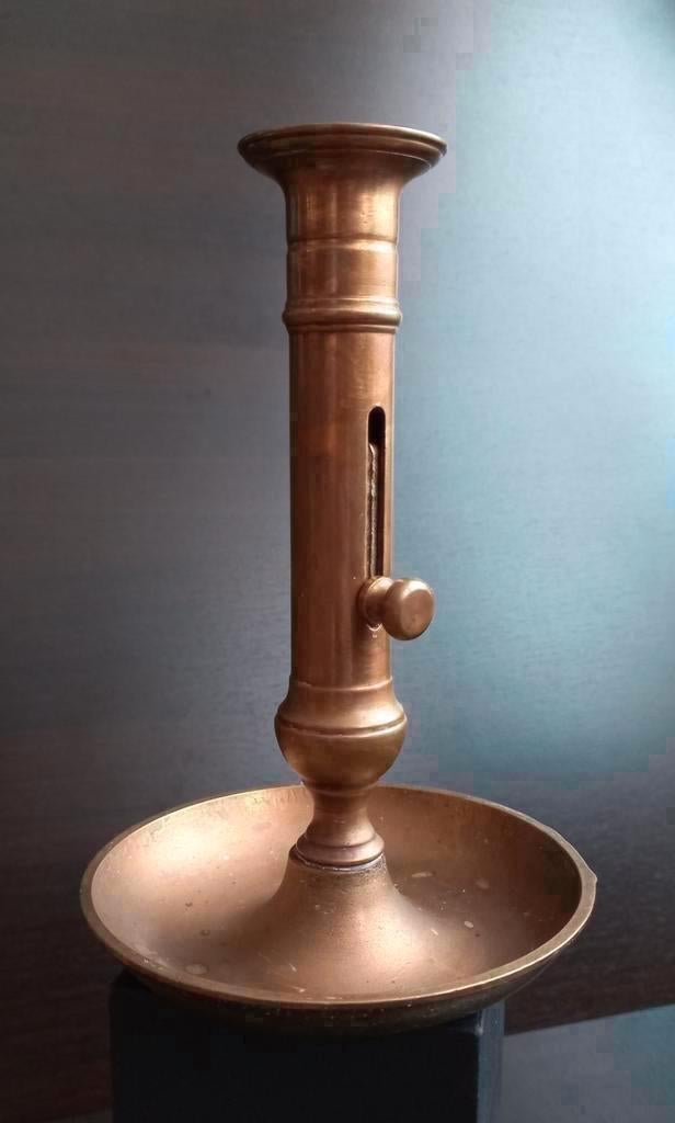 Antiek bronzen kandelaar verstelbare kroonluchter, Ophalen of Verzenden, Koper of Brons