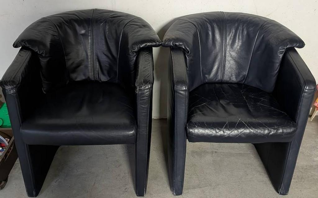 2x compacte fauteuils Rolf Benz, Ophalen, Gebruikt, 50 tot 75 cm, Leer