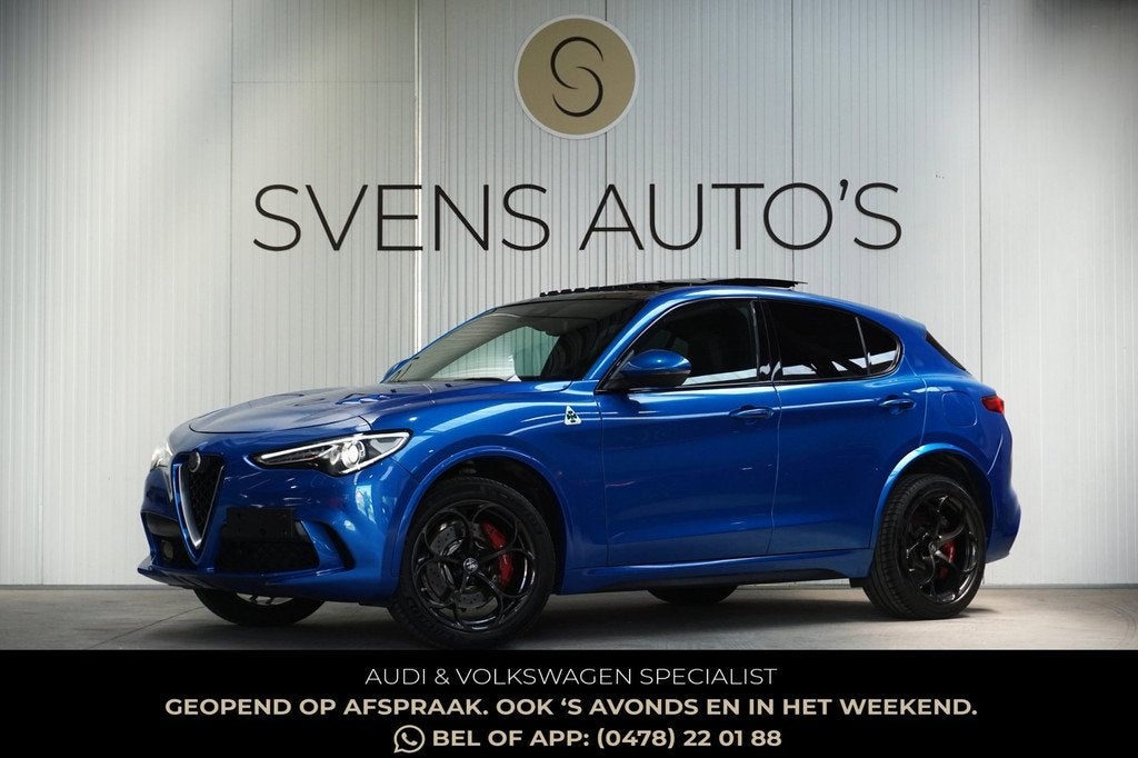 Alfa Romeo Stelvio 2.9 V6 AWD Quadrifoglio Panodak|Carbon|H&, Auto's, Alfa Romeo, Automaat, Gebruikt, 510 pk, Blauw