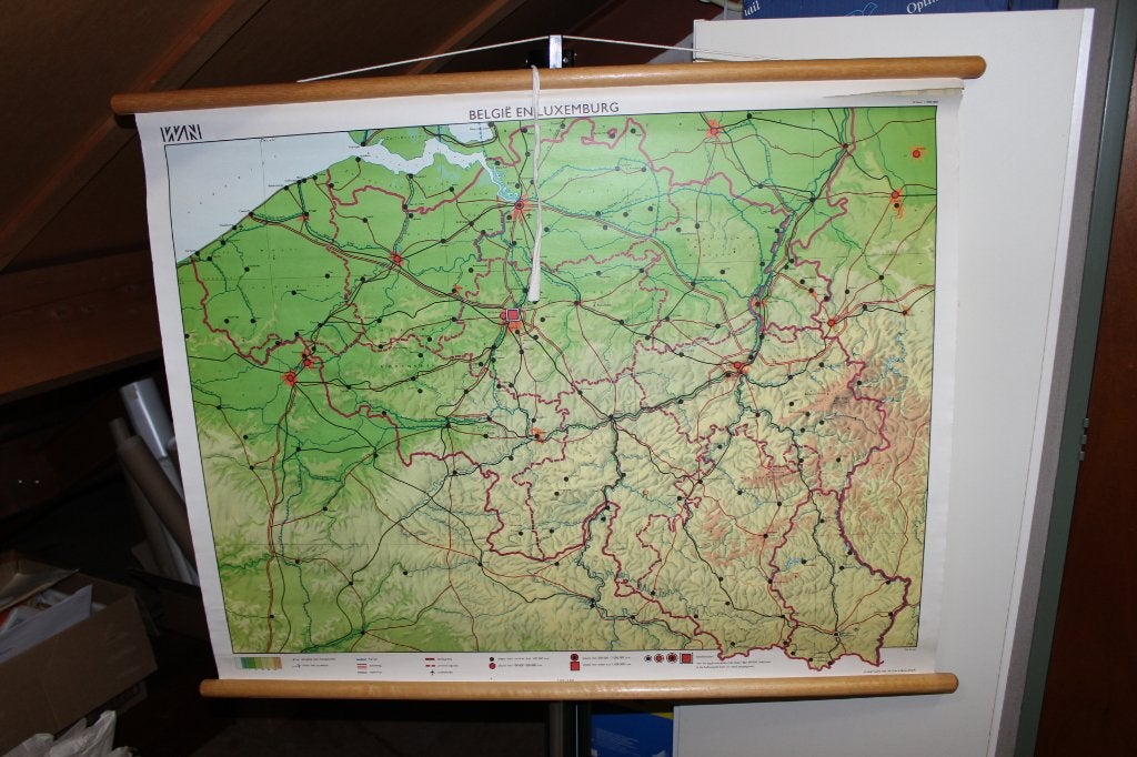 Landkaart Belgie en Luxemburg, Antiek en Kunst, Ophalen of Verzenden