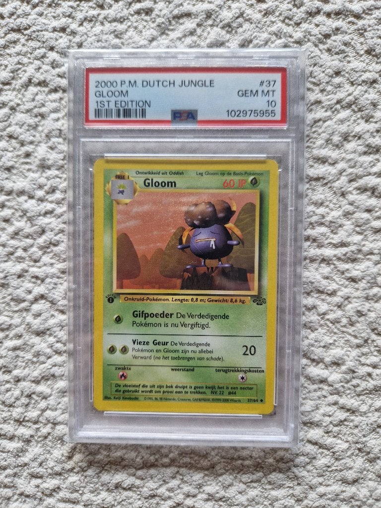 PSA 10 Gloom Dutch Jungle 1st Edition Pokémon, Ophalen of Verzenden, Zo goed als nieuw, Losse kaart