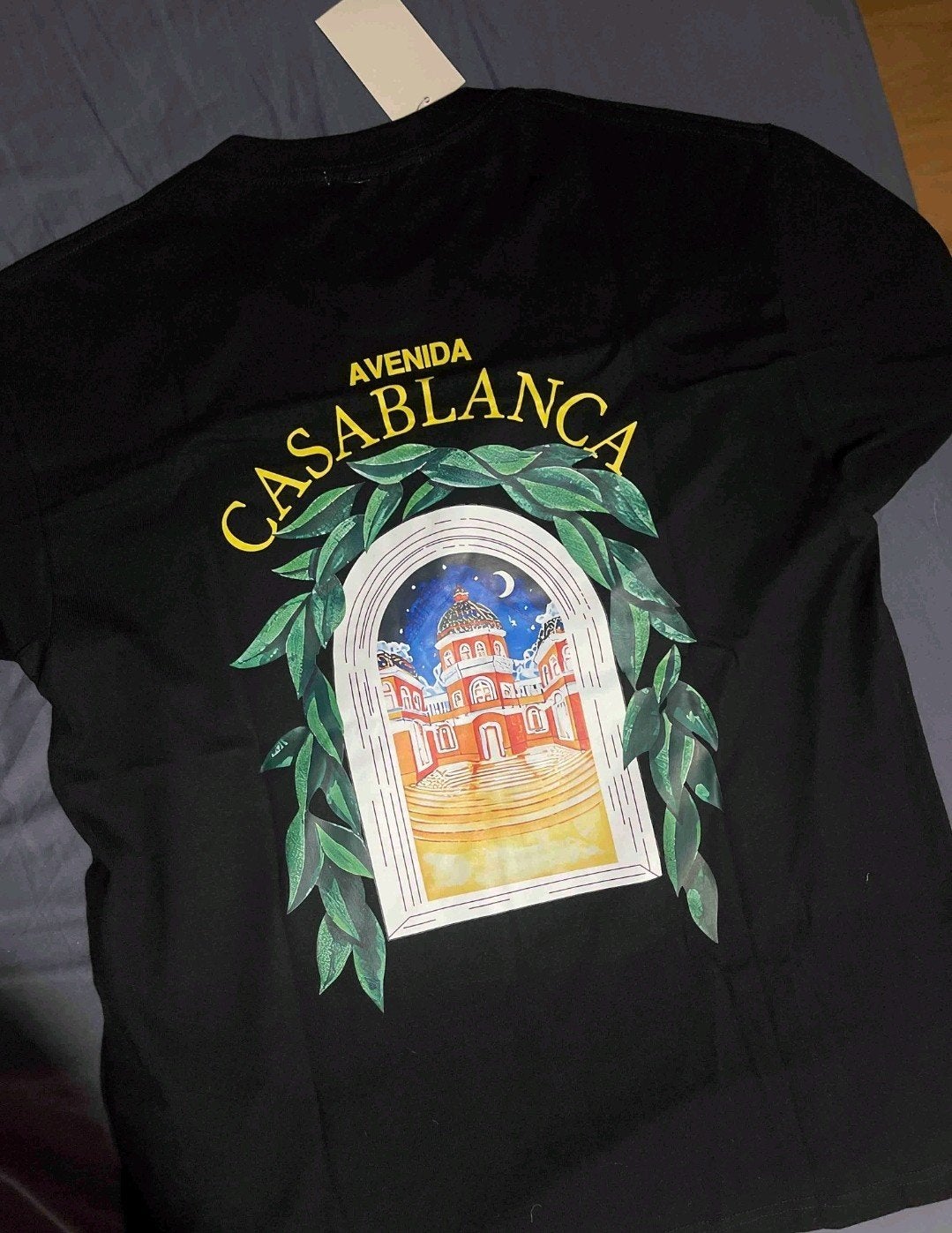 Zwart T-shirt met 'Avenida Casablanca' print maat L, Ophalen of Verzenden, Nieuw