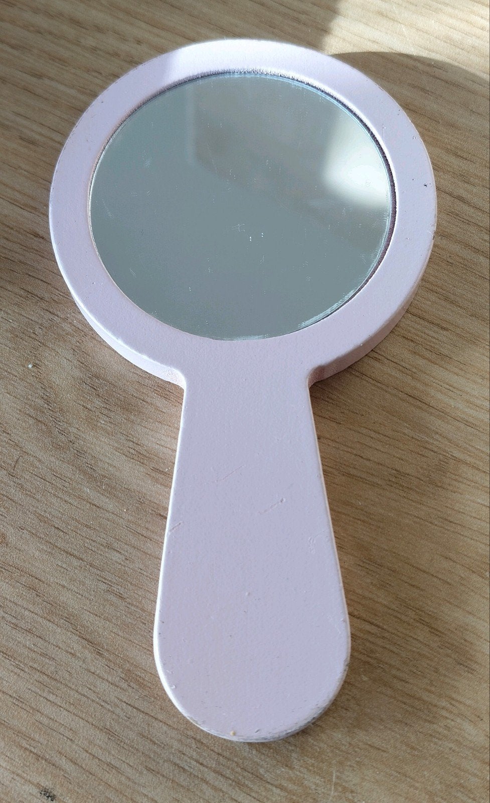 Houten roze handspiegel, Verzenden, Gebruikt