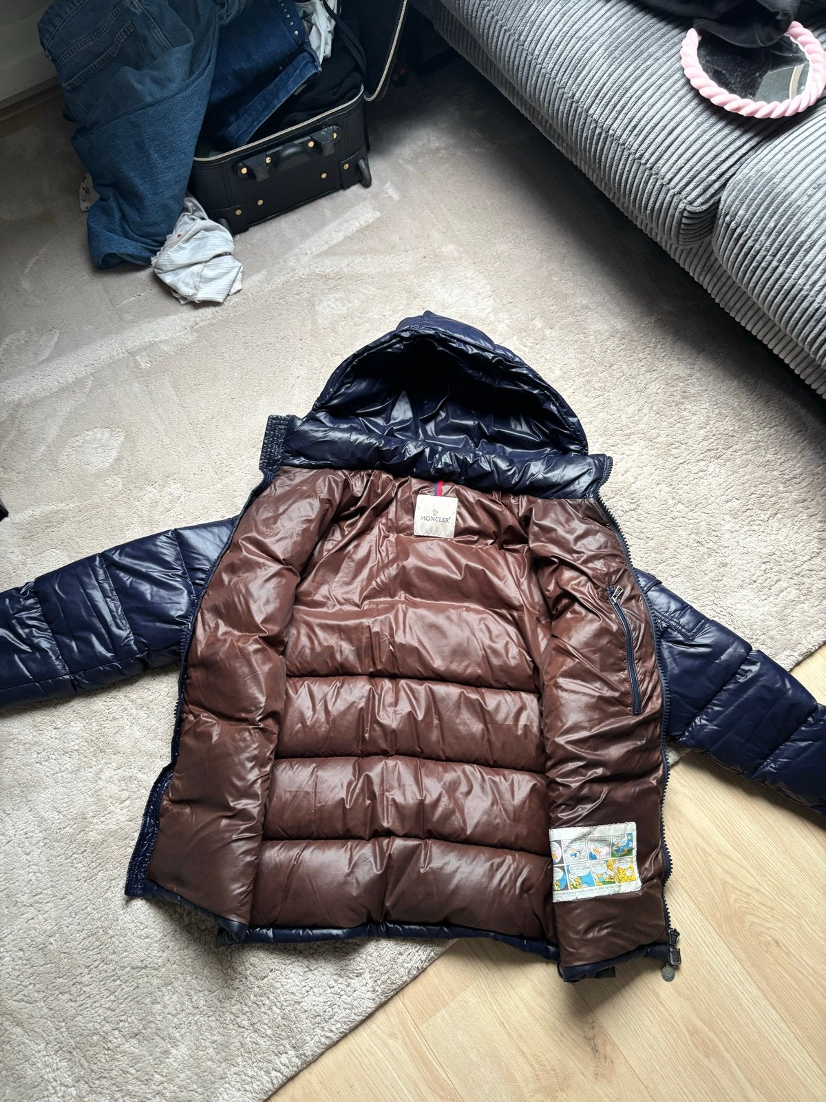 Moncler Puffer Jas - Donkerblauw, Kleding | Heren, Jassen | Winter, Ophalen of Verzenden, Zo goed als nieuw, Blauw