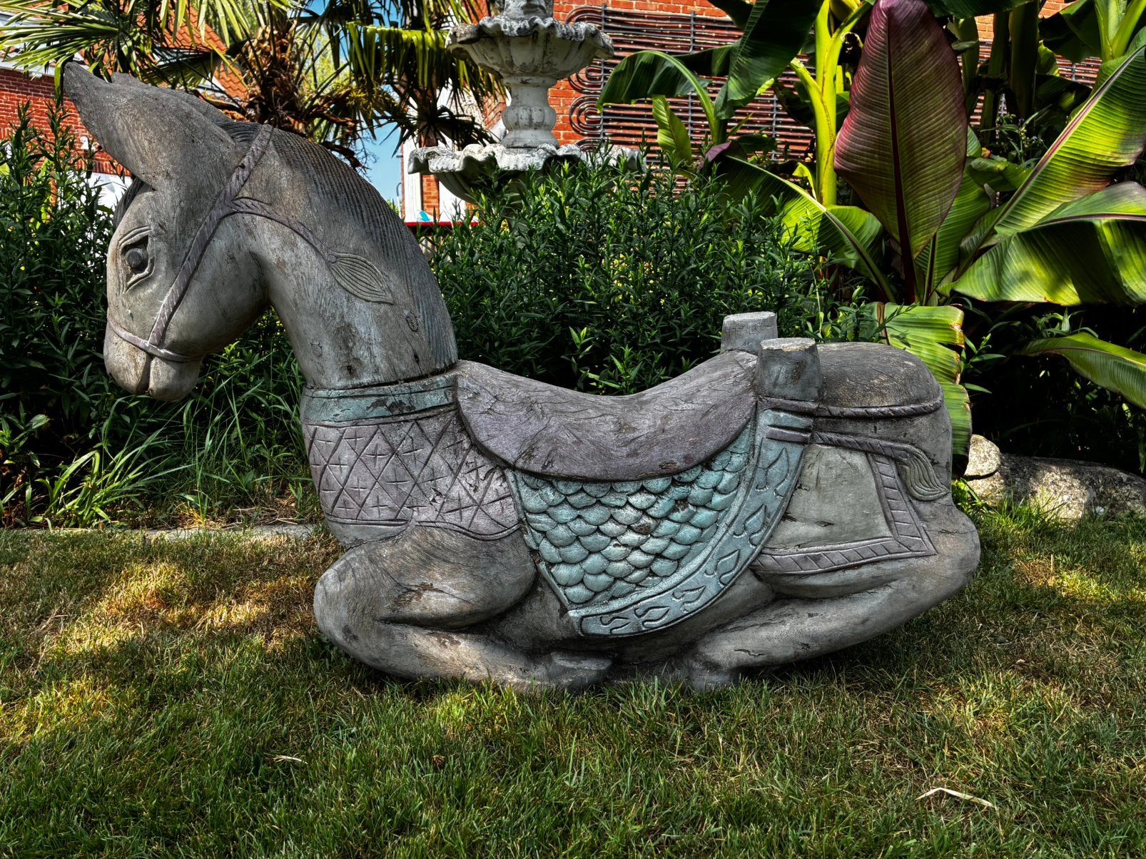 Antiek carrouselpaard, Ophalen, Houtsnijwerk, 50 - 100 cm, Hout