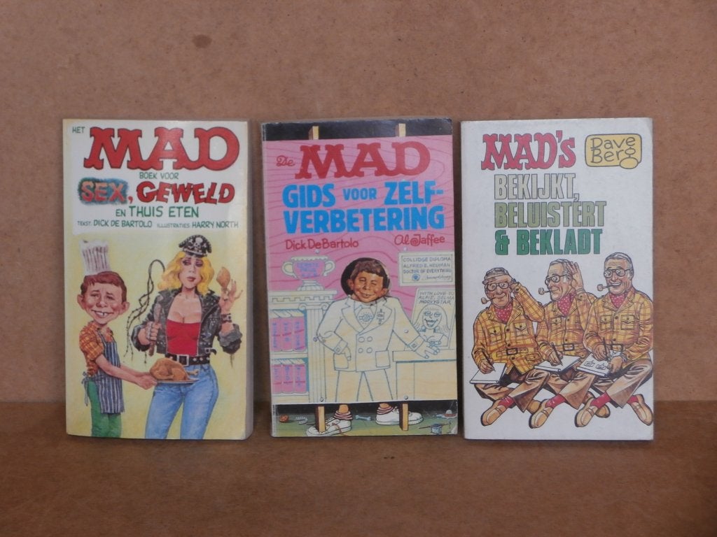 3 MAD Pockets Nederlands comics boekje pocketboek 1984 1986, Boeken, Meerdere stripboeken, Ophalen of Verzenden, Gelezen