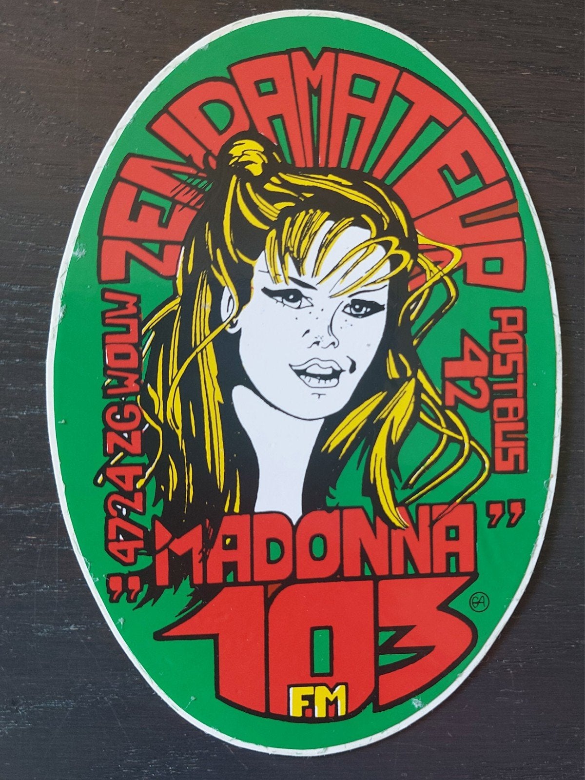 Sticker Zendamateur Madonna Wouw piratenzender, Ophalen of Verzenden
