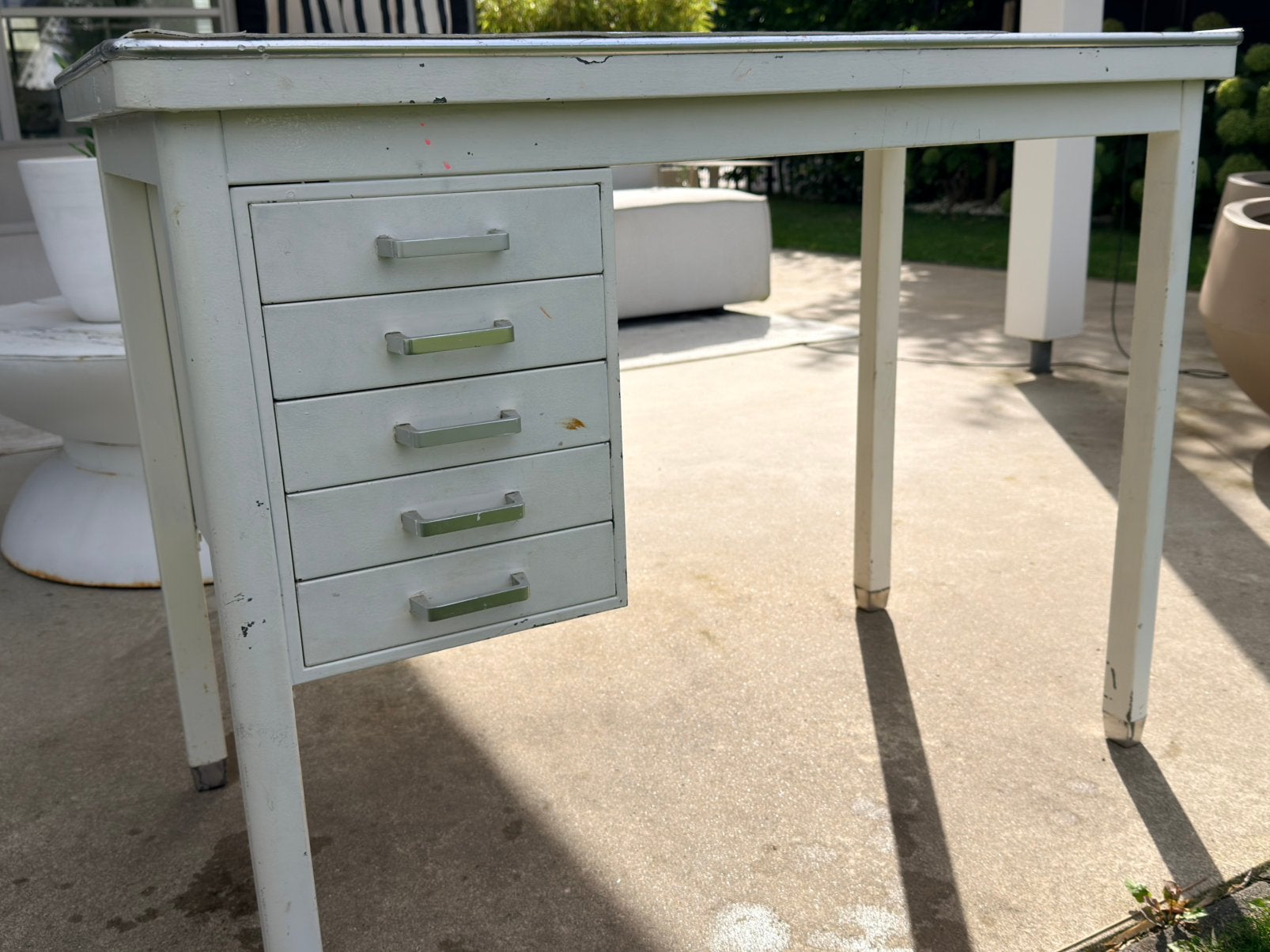 Stalen antiek typiste bureau, Huis en Inrichting, Ophalen, Overige typen, Gebruikt, 96 cm
