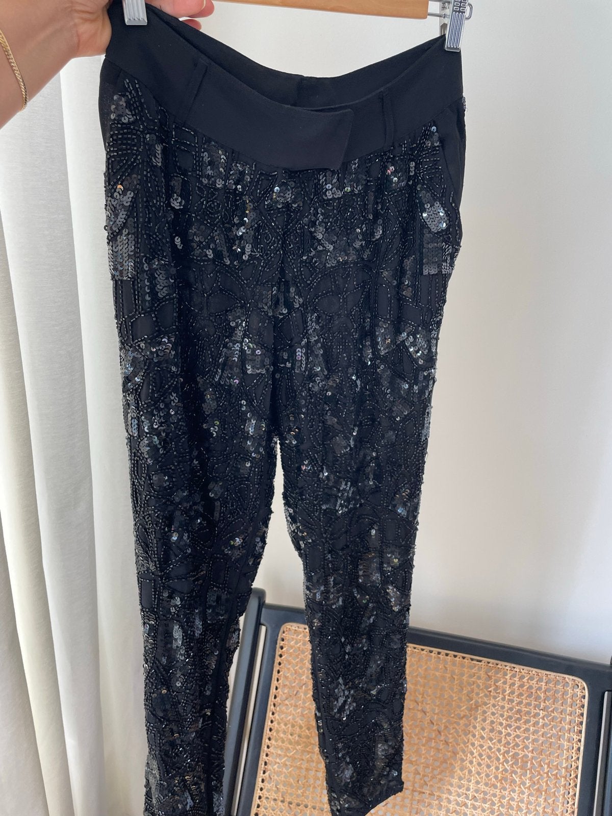 Morgan Gelegenheidsbroek met pailletten en kralen, Zwart, Ophalen of Verzenden, Zo goed als nieuw, Maat 34 (XS) of kleiner
