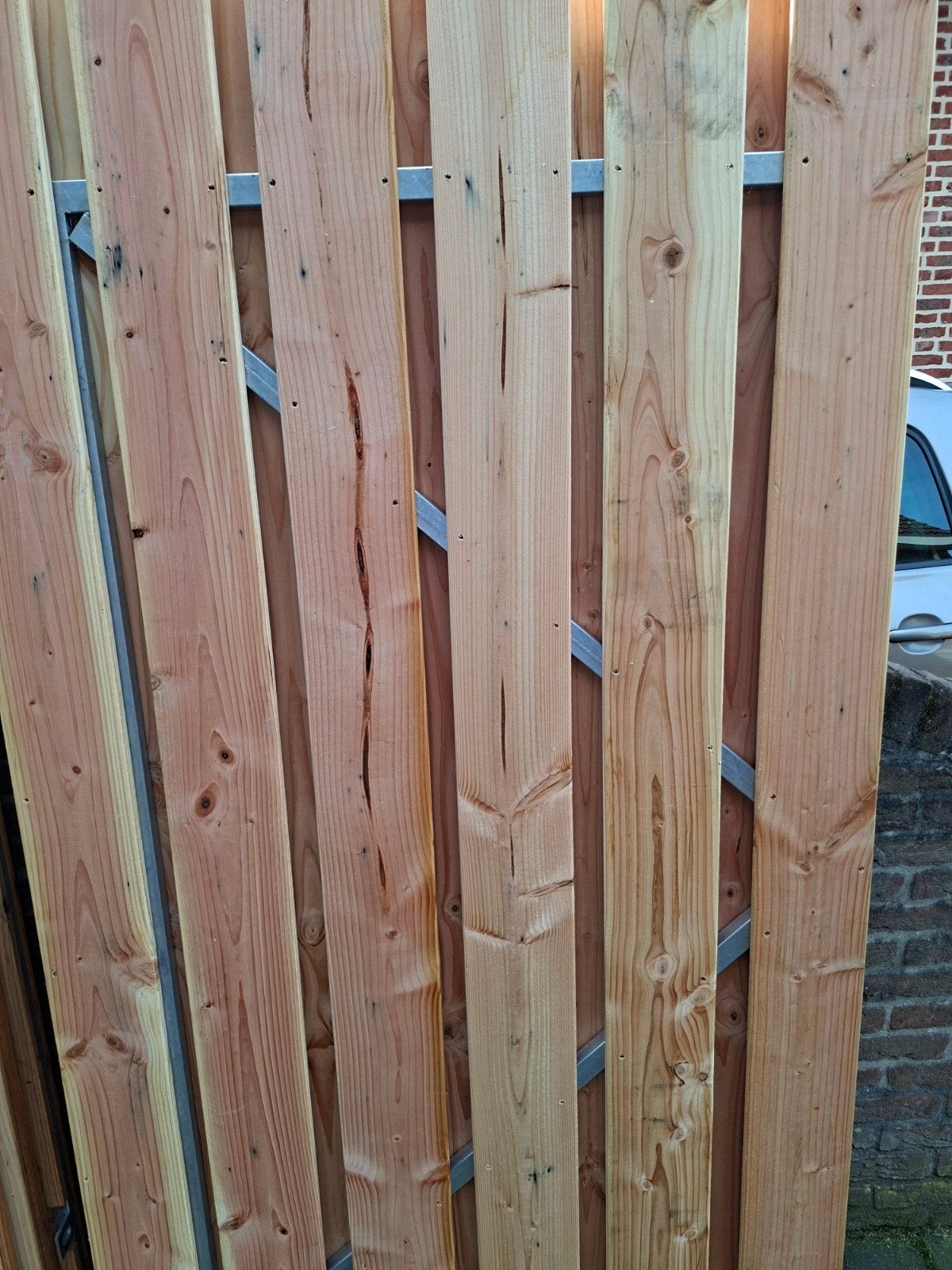 Schuttingdeuren en -poorten op maat met stalen frame, Tuin en Terras, Ophalen, Nieuw, Hout, 200 cm of meer