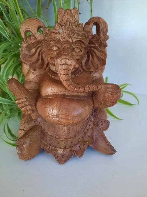 Ganesha-beeld van massief hout ~vintage ~, Ophalen of Verzenden, Zo goed als nieuw, Bruin, Handgemaakt