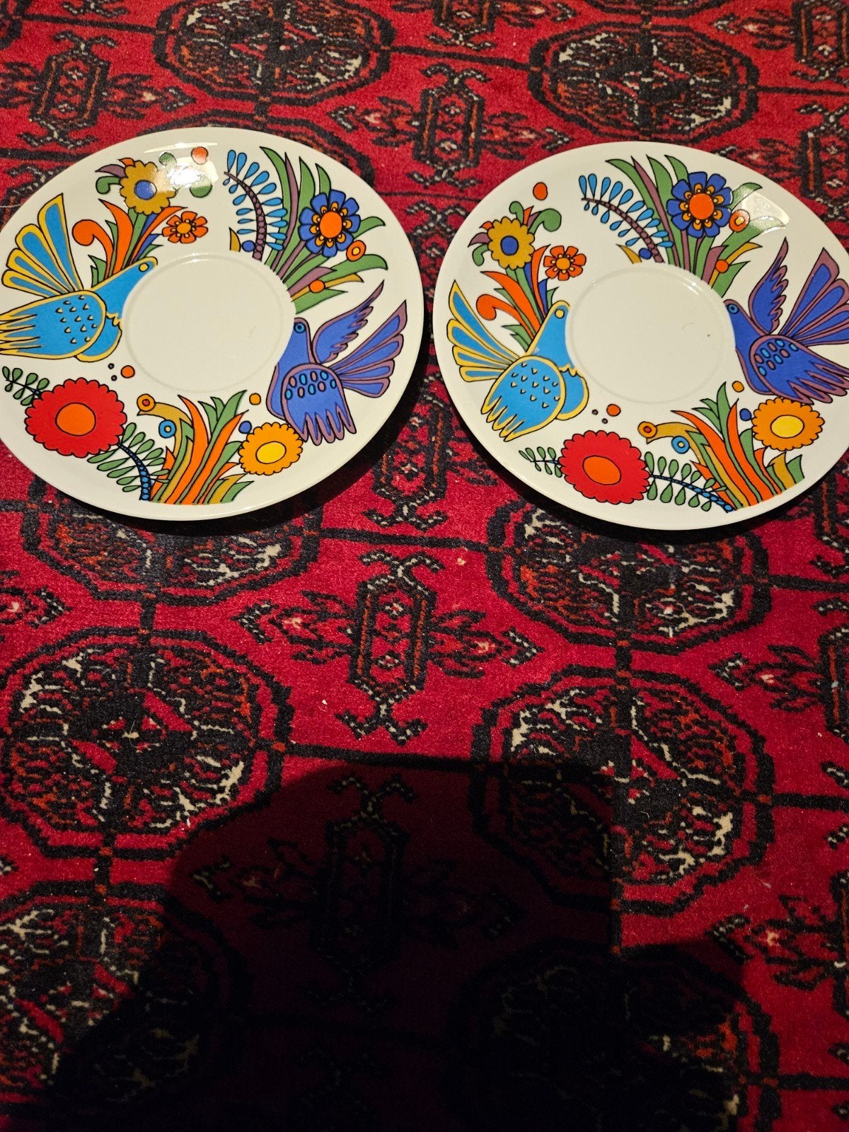 Vintage schotels met vogel- en bloemmotief (2 stuks), Antiek en Kunst, Ophalen of Verzenden
