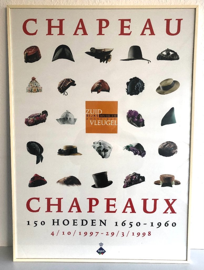 Chapeau Hoeden Poster Rijksmuseum Zuidvleugel, Ophalen, Met lijst, A1 t/m A3, Overige onderwerpen