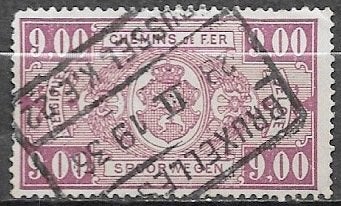 BELGIË 9,00 Fr. Spoorwegzegel - Rijkswapen in ovaal - 1927, Verzenden, Gestempeld, Overig, Treinen
