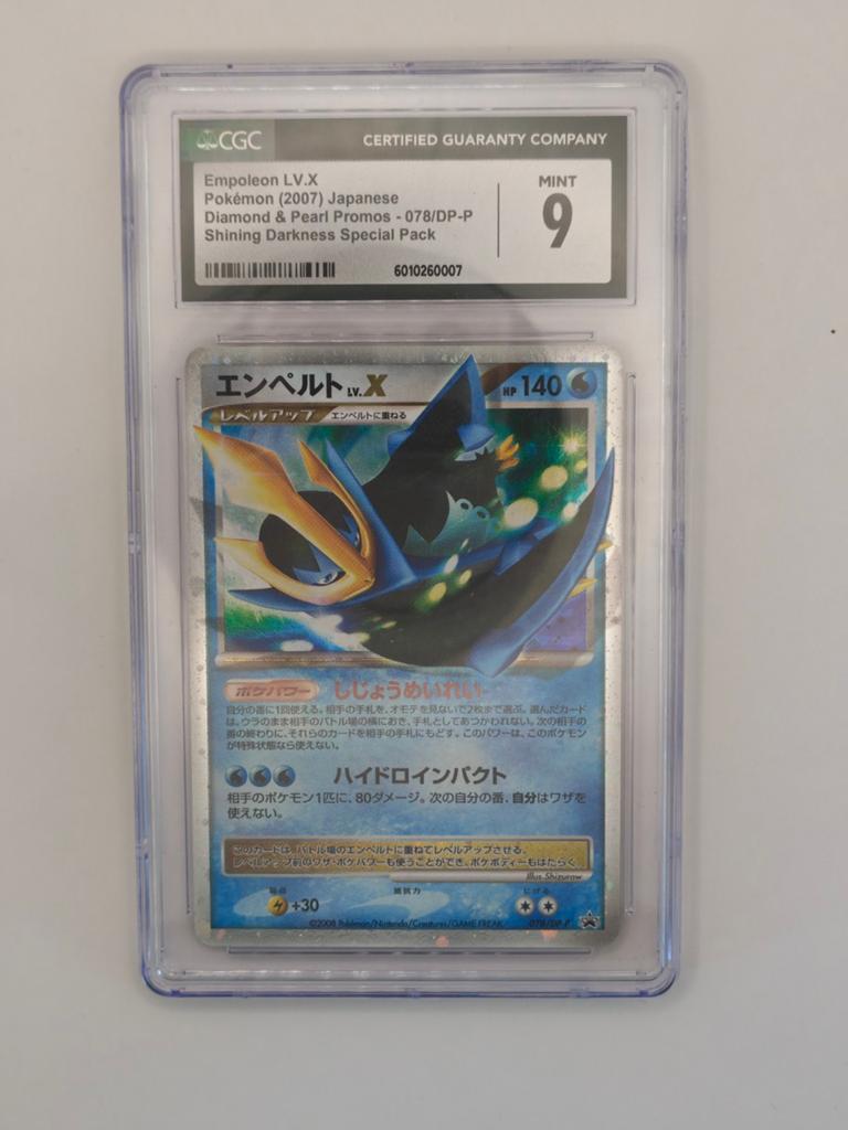 Empoleon LV.X Pokémon Kaart CGC Mint 9 Japans 2007, Ophalen of Verzenden, Zo goed als nieuw, Losse kaart