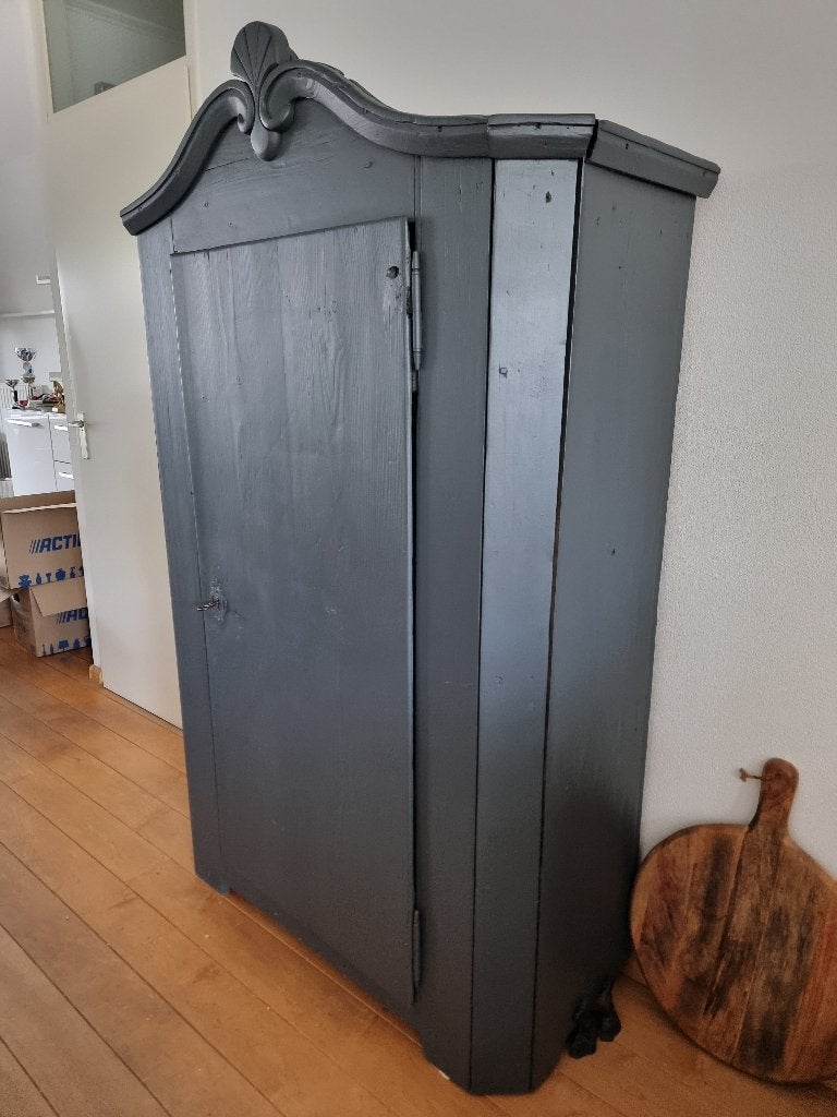 Brocante meidenkast/linnenkast – kroonlijst – 180 cm, Ophalen