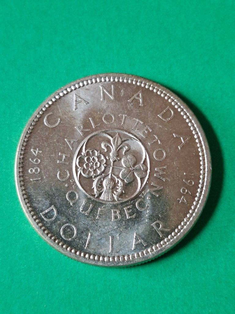 1964 Canada 1 dollar in zilver Charlottetown Conferentie, Verzenden, Noord-Amerika, Losse munt, Zilver