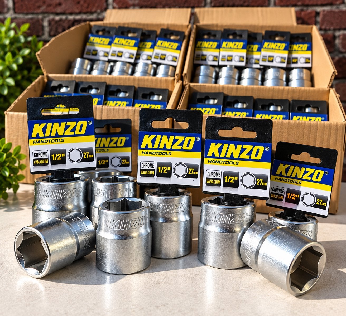 €0,75 PARTIJ 130+ Kinzo Dop 1/2" 27mm Chrome Vanadium, Ophalen of Verzenden, Nieuw, Sleutel/ratel
