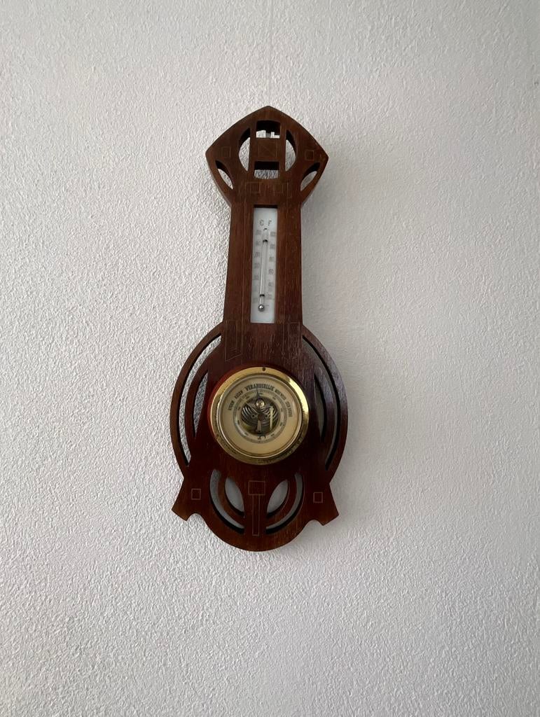 Prachtige barometer/weerstation in mooi houtsnijwerk - LUFFT, Ophalen, Zo goed als nieuw