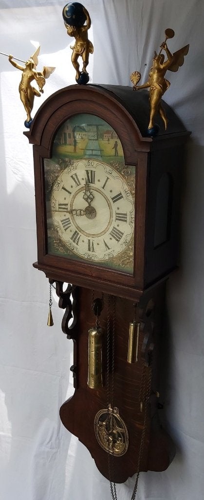 antieke friese staartklok met slag op twee bellen, Ophalen of Verzenden