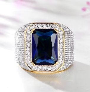Grote zirkoon heren 925 zilveren met goud verguld ring, Sieraden, Tassen en Uiterlijk, Ringen, 20 of groter, Heer, Nieuw, Ophalen of Verzenden