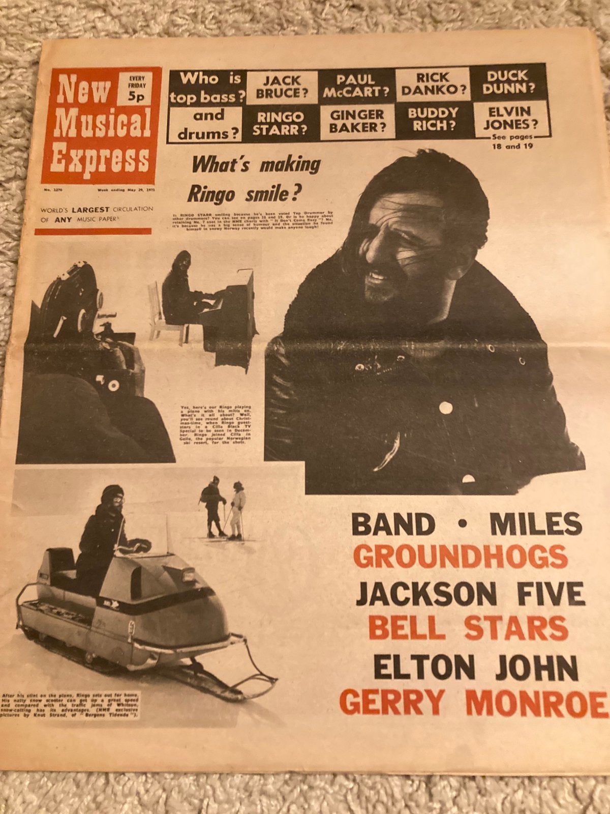 NME 29 mei 1971 JACKSONS Groundhogs THE BAND Hendrix, Ophalen of Verzenden, Gelezen, Muziek, Film of Tv