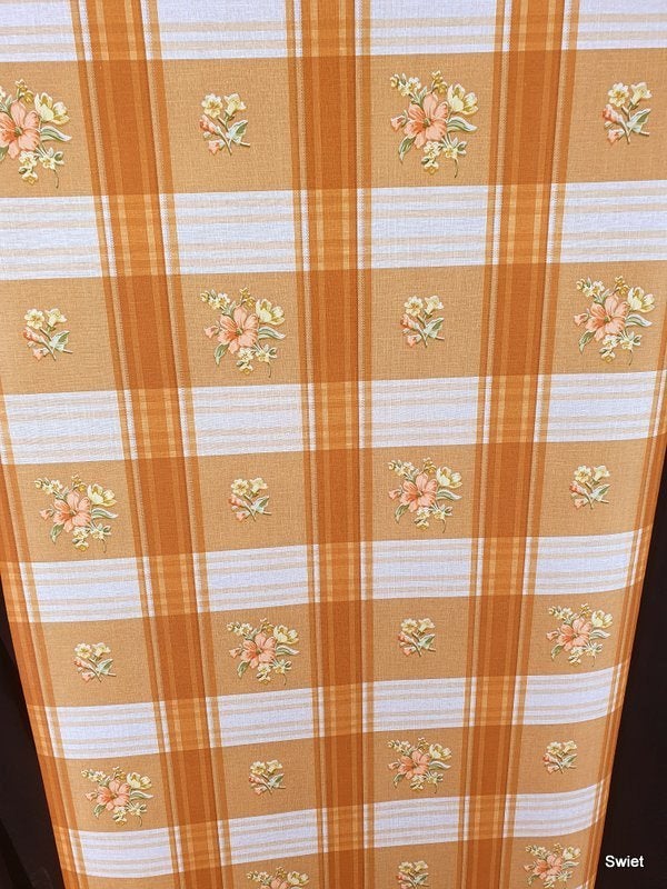 12648 Oranje ruiten behang met bloemen voor keuken swiet, Ophalen of Verzenden, Groen