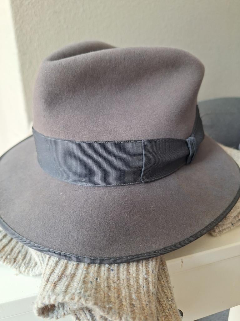 Hoed fedora felt maat 58 mooie kwaliteit Flechet Paris, Ophalen of Verzenden, Zo goed als nieuw, 58 cm (L, 7¼ inch) of meer