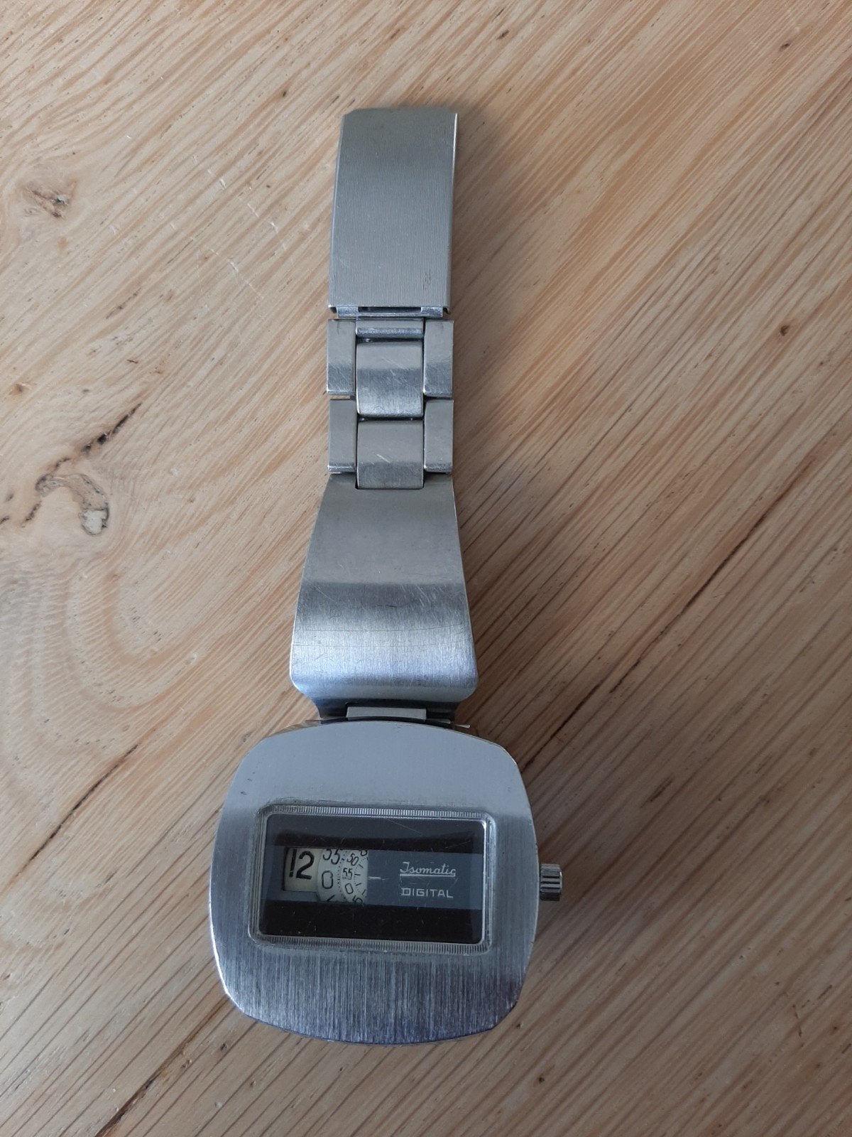 Isomatic Digital Polshorloge - Vintage Stijl, Staal, Staal, Polshorloge, Zo goed als nieuw