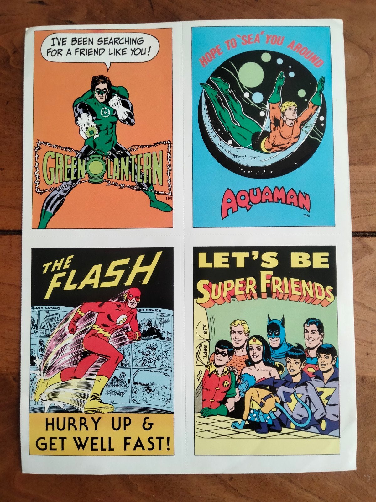 4 DC Comics Super Friends ansichtkaarten 1981. 4 stuks., Ophalen of Verzenden, 1980 tot heden, Overige thema's