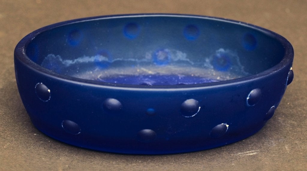 Schaaltje - blauw glas - design - ovaal, Schaal, Ophalen of Verzenden, Ovaal, Glas