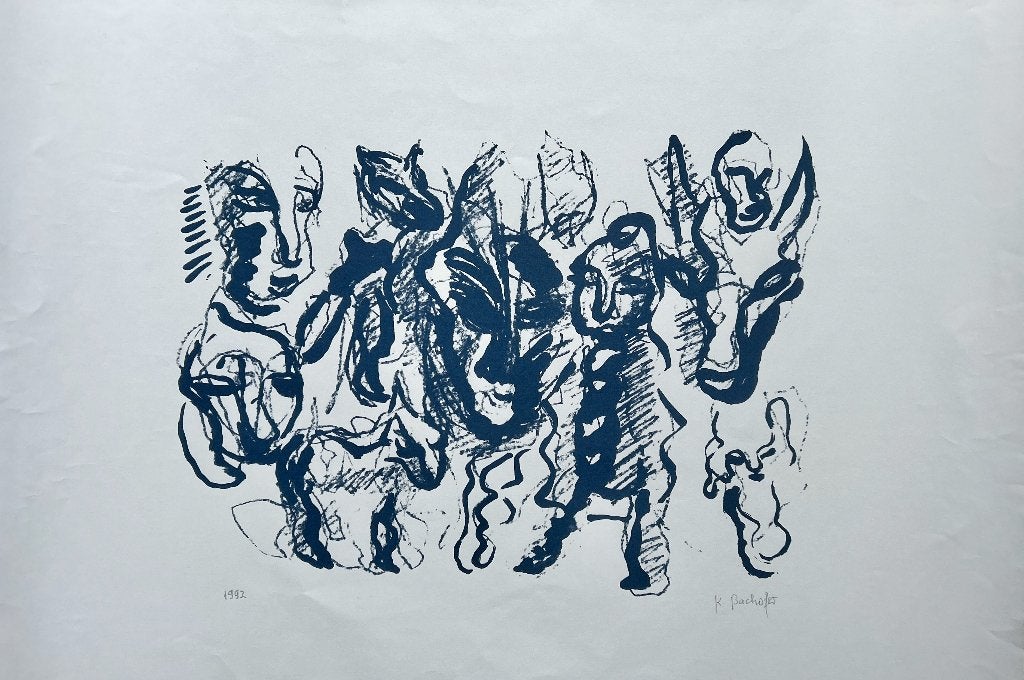 Zeefdruk K. Bachofer, Gesigneerd, Verzenden, Zeefdruk