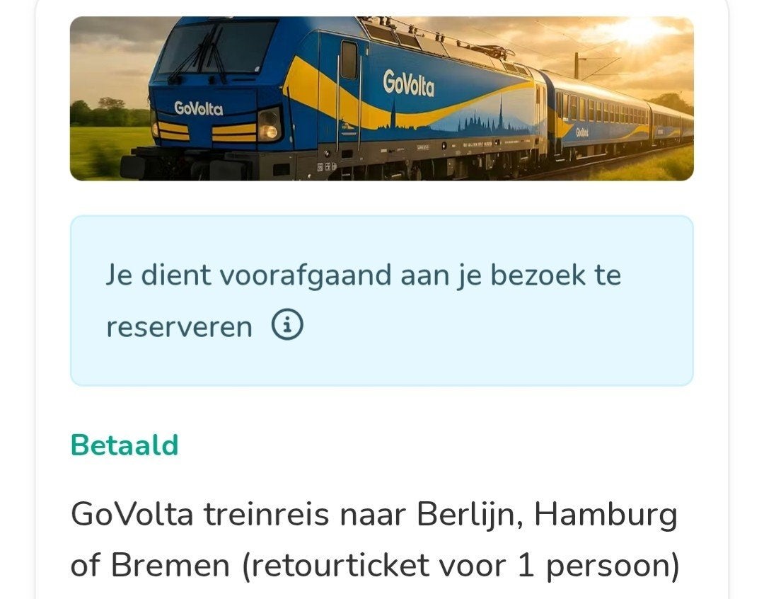 2 VOOR 10 EURO!! GoVolta retour treinkaartje Berlijn, Twee personen, Trein, Met bestemming of datum
