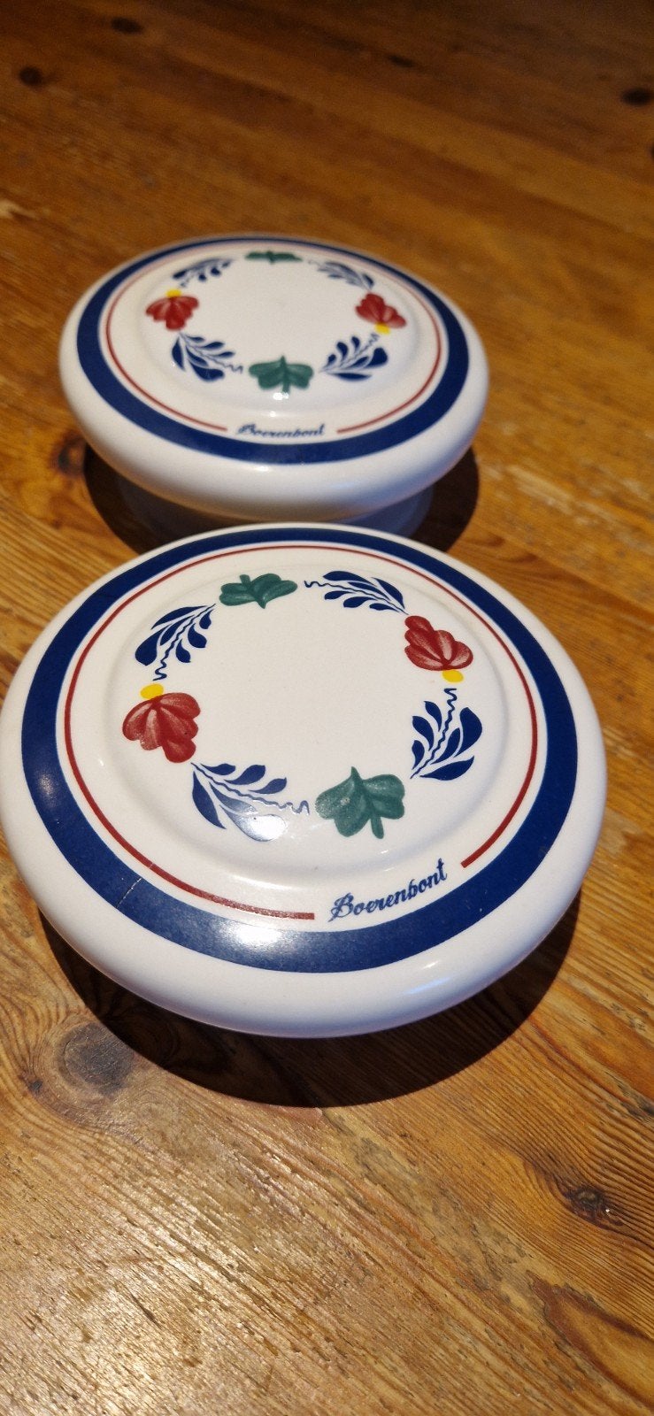 2 Deksels van glazen Boerenbont pot, Ophalen of Verzenden, Zo goed als nieuw