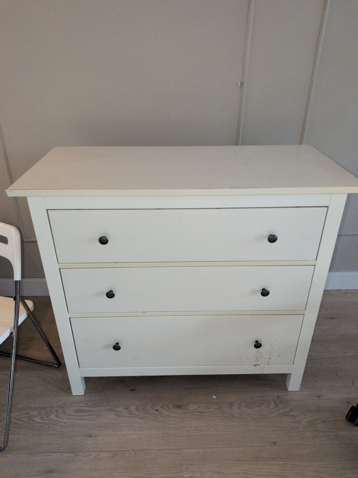 Witte ladekast met 3 laden - 110x51x98 cm, Gebruikt, 100 tot 150 cm, Ophalen of Verzenden, 3 of 4 laden