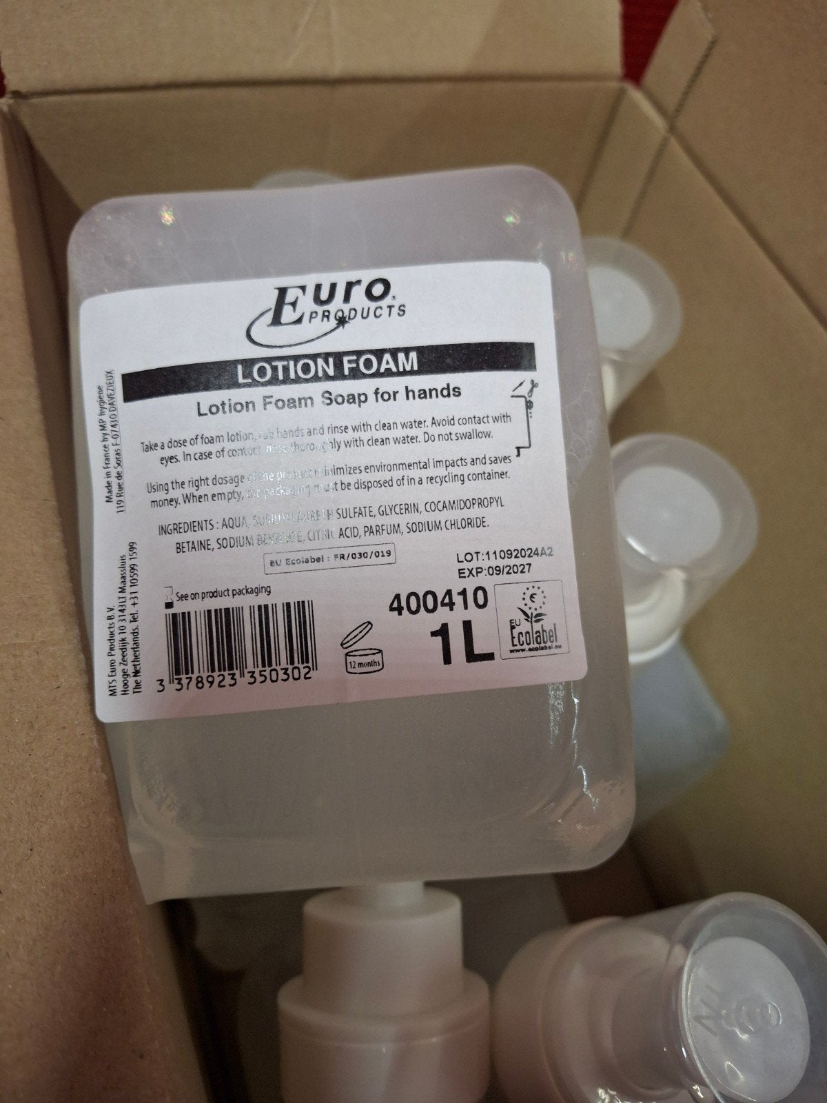 6x Euro Products Lotion Foam Zeep voor handen - 1L navulling, Ophalen, Nieuw, Hand- en Voetverzorging