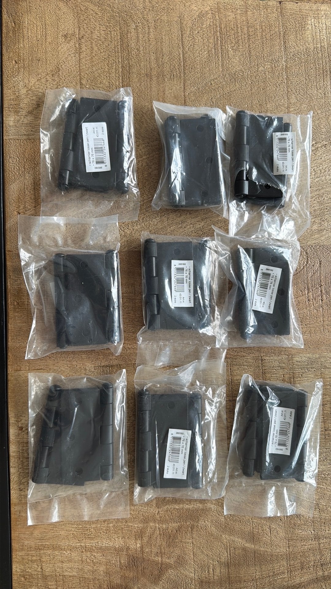 18 scharnieren 76x76 zwart, Ophalen of Verzenden, Zo goed als nieuw, IJzer, Scharnier