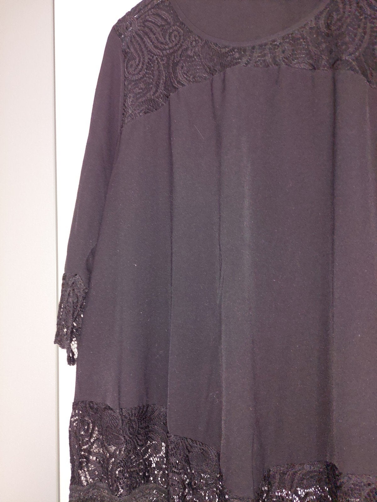 Zwarte Shein Curve 4XL top met kanten details, Zwart, Zo goed als nieuw, SHEIN, Shirt of Top