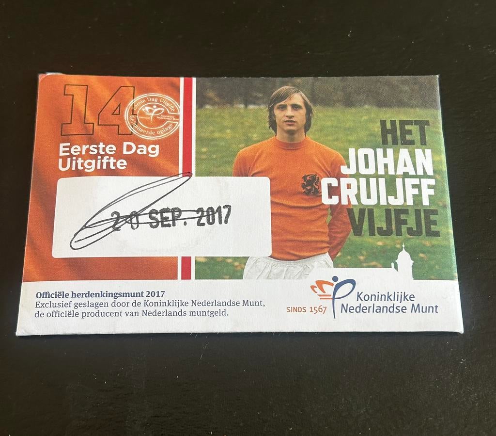 Coincard eerste dag uitgifte Het Johan Cruijff vijfje, Verzenden, Overige landen, 5 euro