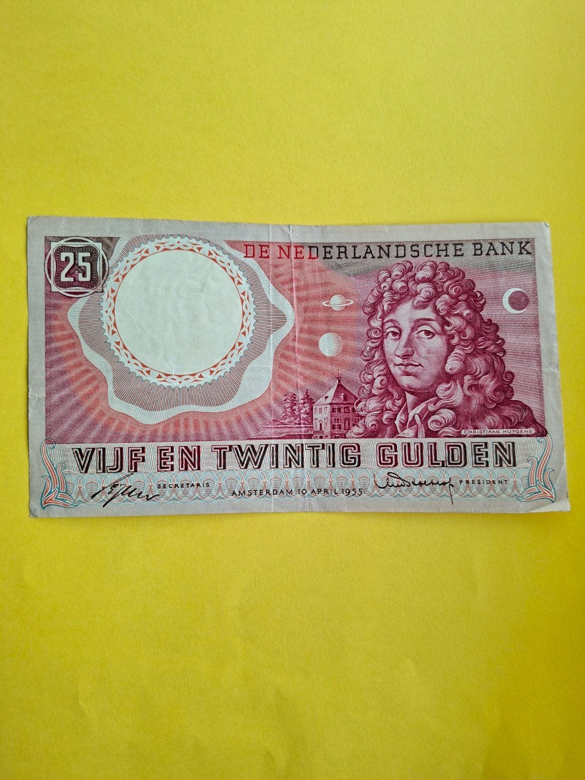 25 gulden Huygens uit 1955 in ZF
Serie nummer 3 PW 055231
NV, Ophalen of Verzenden, 25 gulden, Los biljet
