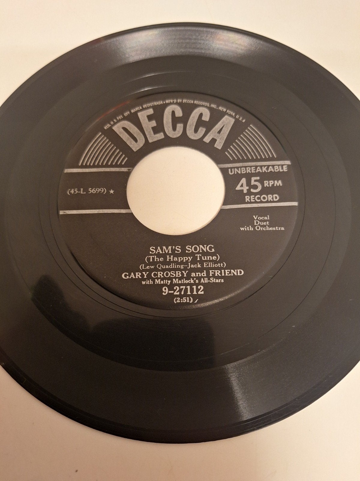Gary Cosby and Friend - Sam's Song, 1950., Verzenden, 7 inch, Overige genres