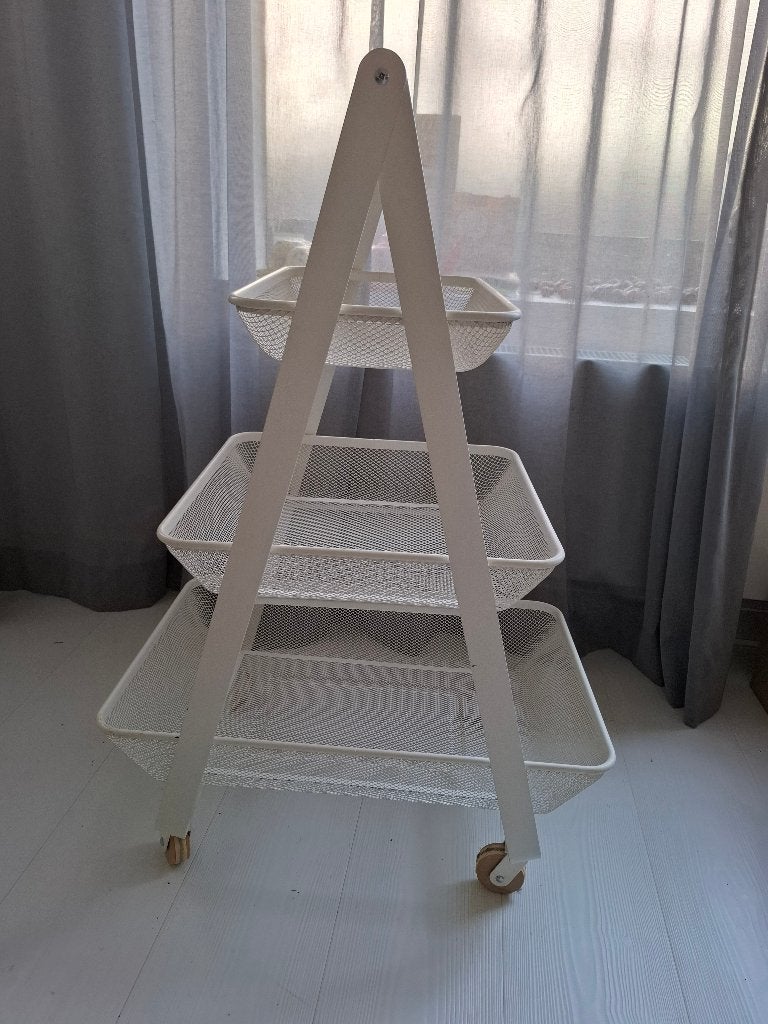 Ikea Risatorp keuken trolley wit 3 laags, Huis en Inrichting, Gebruikt, Wit, Minder dan 100 cm, 25 tot 50 cm